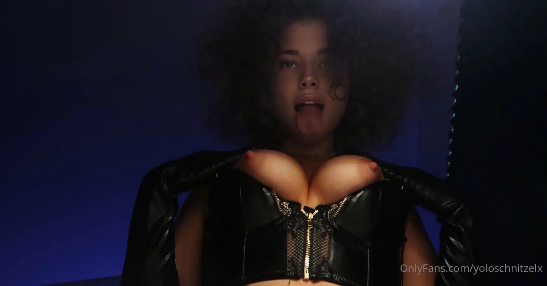 Yololary's digits caress her inner leg